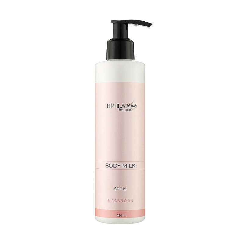Молочко для тіла Epilax Silk Touch Body Milk Macaroon SPF 15, з пантенолом, 250 мл